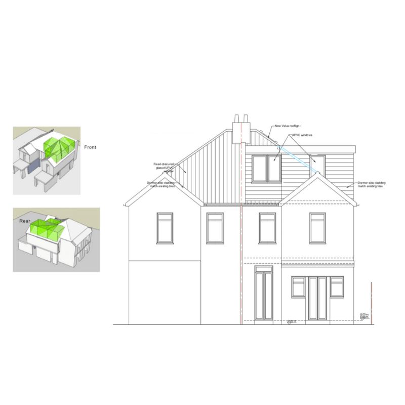Loft Conversion in Worcester Park-architectural drawings