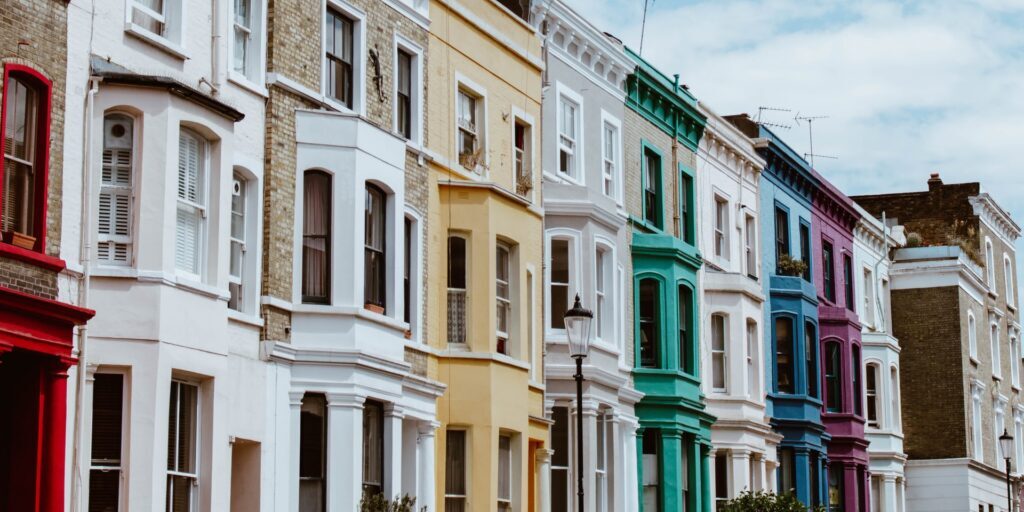 row of town houses - leaseholders extending property
